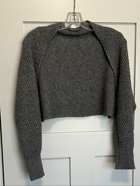 Anthropologie Charcoal Gray Cropped Knit Shrug